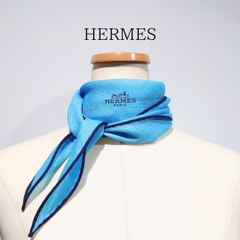 エルメス HERMES ロサンジュ カシミヤシルク スカーフ ひし形 水色 美