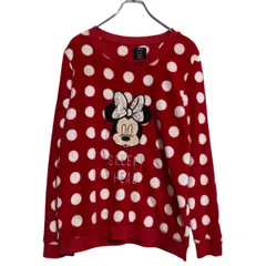 Disney キャラクター ロゴ マイクロフリース トレーナー レディース M レッド ドット柄 ミニー 古着卸 アメリカ仕入 a702-7587