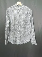 ◇ Θ ビューティアンドユース チェック柄 ボタンダウン 長袖 シャツ サイズM ブラック ホワイト系 メンズ E  【1507230011138】