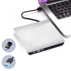 【在庫セール】Actpe USB 3.0/Type-C スリム外付けDVD RW CDライター ドライブバーナーリーダープレーヤー 光学ドライブ ノートパソコン用 ホワイト