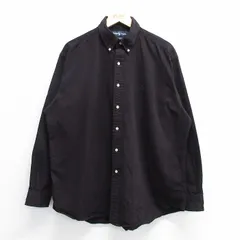 XL/古着 ラルフローレン 長袖 ブランド シャツ メンズ 90s ワンポイントロゴ BLAKE 大きいサイズ コットン ボタンダウン 黒系 ブラック 25m
