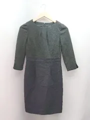 ◇ ru 大人カジュアル シンプル バイカラー 長袖 膝丈 ワンピース サイズXS ネイビー/グレー レディース E  【1310300045878】