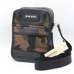 良品 ディーゼル X01308 黒 レザー ナイロン 迷彩柄 メンズ ショルダーバッグ KRH 2000000 NSK