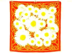 ■美品■ LANVIN ランバン シルク100% フラワー 花柄 大判 スカーフ ストール ショール レディース レッド系×マルチカラー DE3575