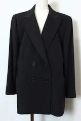 Leilian ブラック ウールピーコート ウールコート【Leilian WHITE LABEL】|レリアン プラスハウス