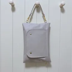 サイズを選べる！ ラミネートベージュ おしりふきポーチ 持ち手取り外し付き (縦型) 一体型 裏地付き