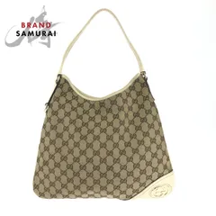 美品 GUCCI グッチ ニューブリット ベージュ アイボリー ゴールド金具 GGキャンバス 169947 ホーボー ワンショルダーバッグ 肩掛け 500332【中古】