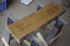 アウトレット サクラ(桜)の一枚板 長さ約87cm 幅約25～28cm 厚さ約4cm DIY用 Z263