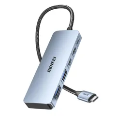新品 BENFEI USB C ハブは 10Gbps の転送速度を持ち 4 ポート USB 3.2 アダプターで 2 つの USB-C ポートと 2 つの USB-A 3.2 ポートを備えています MacBook Pro/Air M2 M1 iPad Dell