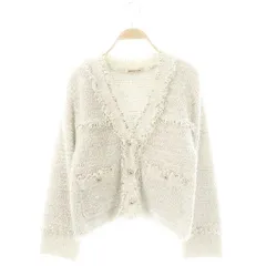 アプワイザーリッシェ Apuweiser-riche 23AW ラメツイードニットジャケット ノーカラー 1 ホワイト /HK ■OS ■SH