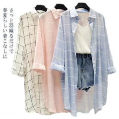 シャツカーディガン ロングシャツ ロングカーディガン 送料無料 カーディガン ガウン サマーカーディガン サマーカーディガン チェック柄 レイヤード 旅行 カジュアル 羽織り アウター 春夏 日焼け防#dkhsh592418
