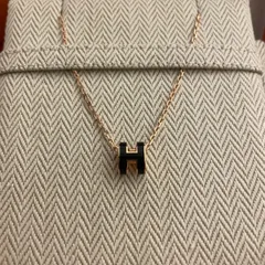 HERMES ネックレス 希少在庫有　HERMES エルメス 　ポップ H 【ネックレス】ミニ　ブラック×金具