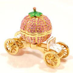 【新品 未使用】ジュエリーボックス かぼちゃの馬車 クリスタルガラス付き ピンク ピィアース クリスマス 2811