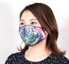 ハンドメイド！　スポーツ＆レジャーマスク　日本製　トロピカル　ネイビ