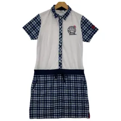FILA GOLF フィラゴルフ チェック切替ワンピース sizeM/ネイビー×ホワイト