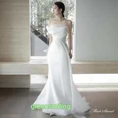 ウェディングドレス ロングドレス マーメイドライン オフショルダー 二次会 結婚式 前撮り 花嫁 ウエディングドレス サテン 挙式 韓国風 ブライダル