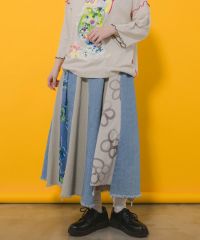 ScoLar（スカラー）花柄切替デニムスカート　ブルー　152645