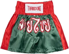 Ｔｈａｉ　Ｓａｗａｄｅｅ ムエタイパンツ キックボクシング トレーニング ジム 部屋着 男女兼用 サテン(グリーン/レッド,  L)