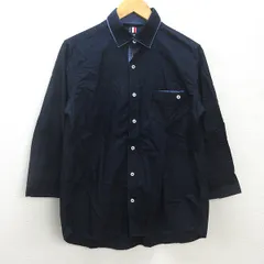 G■ビームス/BEAMS 七分袖シャツ/コットン【M】紺/men's/93【中古】■