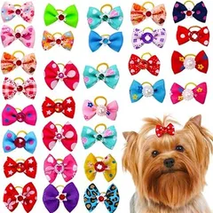 【在庫処分】犬 ヘアゴム ペット用品のリボン ヘアゴム ヘアアクセサリー 可愛い 30個入りセット ヘアリボン 蝶結び ヘアアクセサリー 猫犬用 小動物用 ペット子犬猫用 ゴムバンド パーティー用