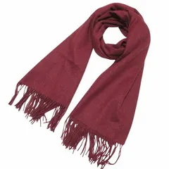 クロエ CHLOE FOULARDS 美品 カシミヤマフラー ストール 大判 フリンジ ロゴ刺繡 ムーンバット 赤系 Xのサムネイル