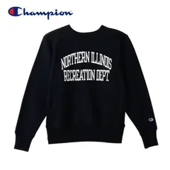 チャンピオン トレーナー C3-C022 ロゴプリント リバースウィーブ 裏起毛スウェット クルーネック ブラック