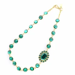 ミュウミュウ miumiu ネックレス ペンダント クリスタル ビジュー 緑 グリーン ゴールド色 /YI10 ■OH ■OMのサムネイル