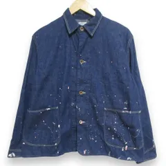 美品 orSlow オアスロウ ビームスボーイ別注 ペイント加工 デニムジャケット カバーオール サイズ0 インディゴブルー レディース 古着 中古 USED