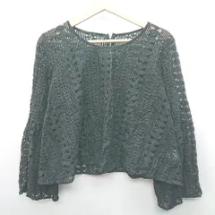 ◇ ⊇ JEANASIS ジーナシス フレアスリーブ 長袖 レースブラウス サイズF ブラック レディース E  【1501160014733】