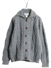 【お得なクーポン配布中!】 90s アイルランド製 エルエルビーン フィッシャーマン ウール ニット カーディガン レディース M オールド アラン ケーブル セーター 無地