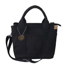 トートバッグ 2way 帆布 3仕切り 男女兼用ショルダートート　ブラック