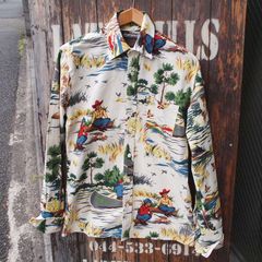 Charizmatik ウエスタン 総柄 ダブルカフス シャツ ハワイアンシャツ US-S