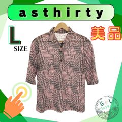 asthirty トップス ポロシャツ 半袖 スタンダードカラー  レディース ピンク ブラック 総柄 M-L 日本製