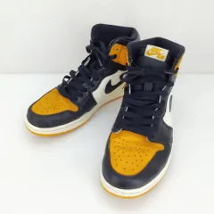 05w14892 ナイキ NIKE  AIR JORDAN 1 RETRO HIGH OG エア ジョーダン 1 レトロ ハイ オリジナル  イエロー/ブラック  27.5cm EU43 中国製 メンズ  スニーカー  555088-711  【中古品】