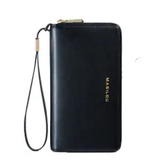 ☆ ブラック ☆ 長財布 ksaifu0422 じゃばら 長財布 本革 大容量 レザー 財布 お財布 ウォレット さいふ ロングウォレット カード たくさん スマホ スマートフォン お札入れ ラウンドファスナー 柔らかい やわらかい メンズ レディース