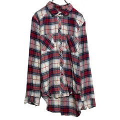 Abercrombie&Fitch 長袖 チェック シャツ L レッド アバクロ ポケット 古着卸 アメリカ仕入 a610-5673
