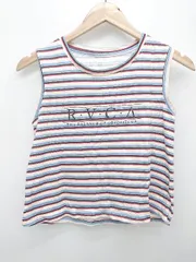 ◇ RVCA ルーカ ショート丈 ノースリーブ タンクトップ サイズS ブルー系 マルチ レディース E  【1406180054649】