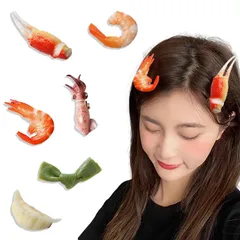 【人気商品】クリップ ヘアピン 食品サンプル 食品サンプルヘアピン 【6個セット】かわいいヘアクリップ 前髪クリップ シーフードサンプルヘアピン 昆布 団子 エビ タコ カニ足 エビ 興味深く DIYヘアクリップ 女の子のヘアクリップ 誕生日プレゼント 記念品