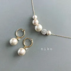 ◆ 2点セット限定価格♡ キスカ コットンパール イヤリング ピアス ネックレス ◆　定番 人気 上品 シンプル アクセサリー 結婚式 卒業式 入学式 オフィス　☆シルバー変更可