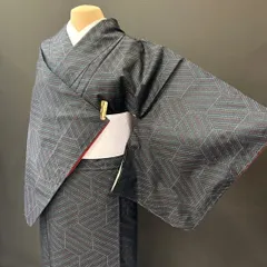 大島紬　着物　正絹　美品　藍色に　高級着物