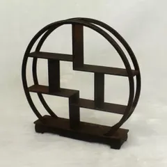 中国茶器飾り棚】円形木製棚 引き出し付き アジアン家具 【公式通販】