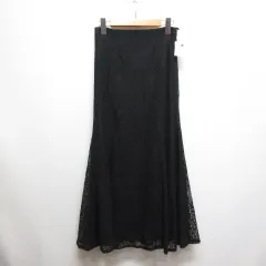 アースミュージック&エコロジー EARTH MUSIC & ECOLOGY 切替え マーメイド レース スカート ロング F 黒 ブラック 裏地付き タグ付き