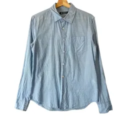 HANG TEN(ハンテン) ライトブルー ワンポケット 長袖 シャツ M