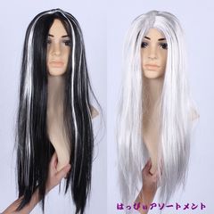 コスプレ 衣装 女装 ロングヘアー ロング セミロング 幽霊 亡霊 怨霊 ホラー アイテム バレない カツラ ウィッグ イベント 宴会 2カラー ブラック 黒 シルバー 銀 メッシュ ハロウィン パーティー クリスマス