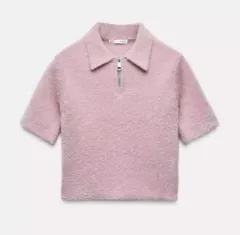 ZARA ピンク 半袖 クロップド ニット S 新品