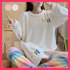 【スタッフおすすめ！】 ルームウェア レディース ボアパジャマ冬 ナイトウェア 秋冬/部屋着 2点セット/可愛いルームウェア ボアルームウェアセットアップ レインボ おすすめ おしゃれ　かわいい　人気 1AIWEIYI-002