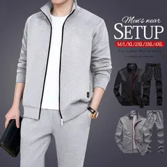 セットアップ メンズ ジャージ 上下 長袖 ロングパンツ ジップアップ ゴルフウェア 部屋着 大きいサイズ スポーツ M250408-211