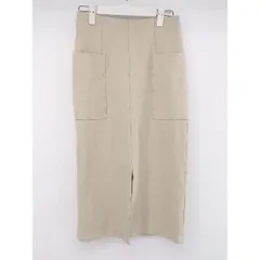 ◇ nano universe ストレッチ フロントスリット 膝下丈 タイト スカート サイズ38 ライトベージュ レディース P  【中古】 【1208240010929】