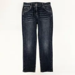 79g24 BRUNELLO CUCINELLI ブルネロクチネリ ビーズデザイン デニムパンツ ボトムス ジーンズ イタリア製 42 インディゴブルー コットン レディース_