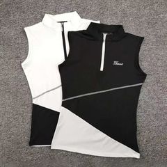 Titleist golf タイトリスト レディース ゴルフウェア 夏用 ジップアップ ポロカラー 練習用 通気性 ノースリーブ ベスト カジュアル  トップス 2色